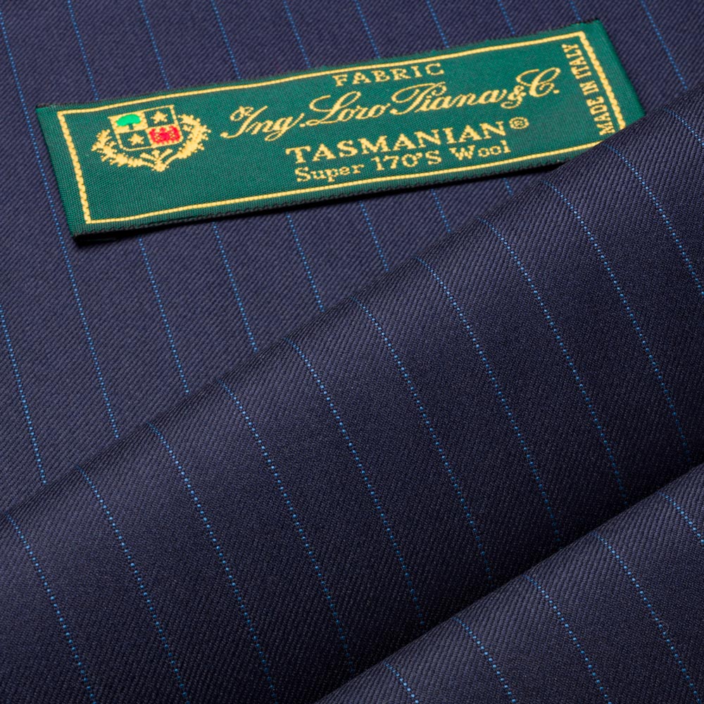 Loro Piana Tasmanian · Super 170's navy pinstripe